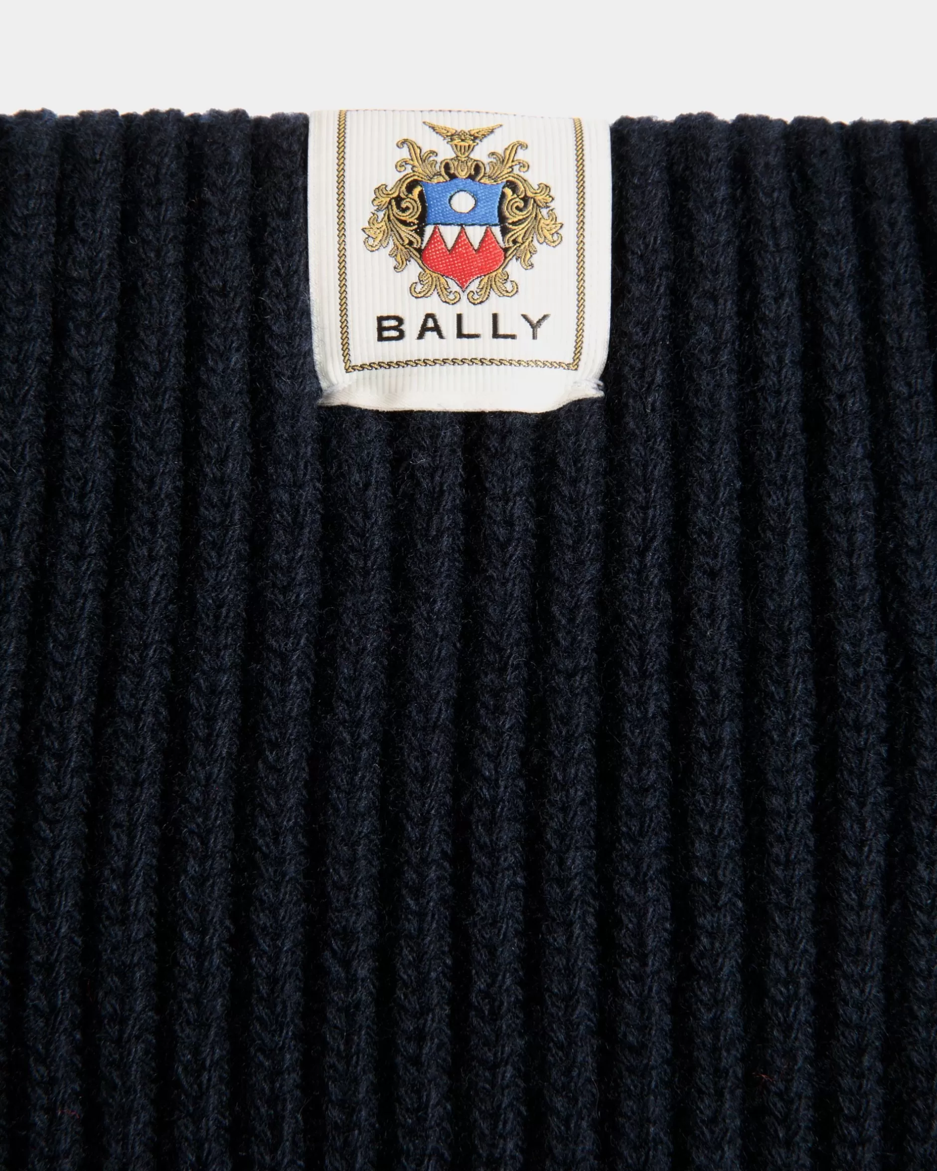 Bally Rundhalspullover Aus Wolle In Navy Blue Blau Outlet