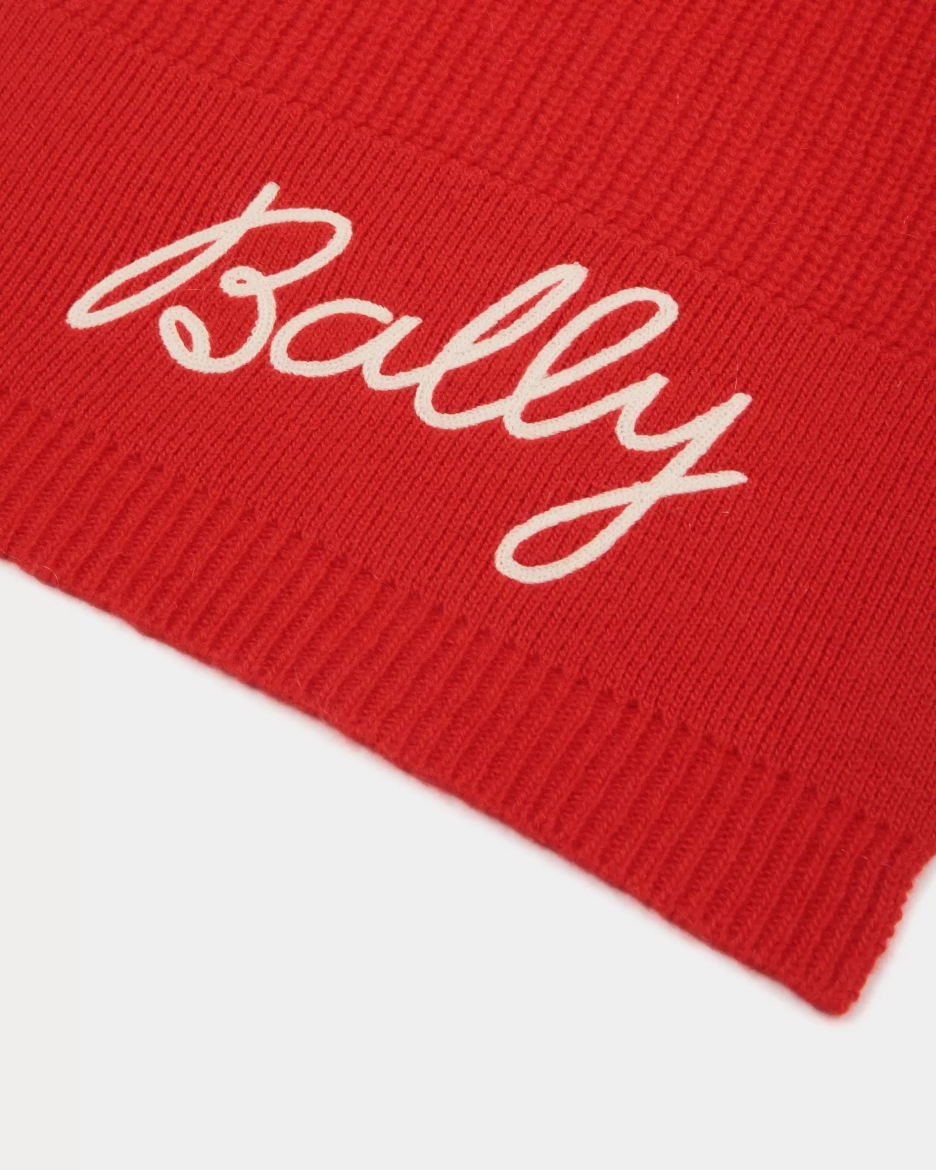 Bally Schal Aus Wolle In Candy Red Mit Logo Rot Clearance