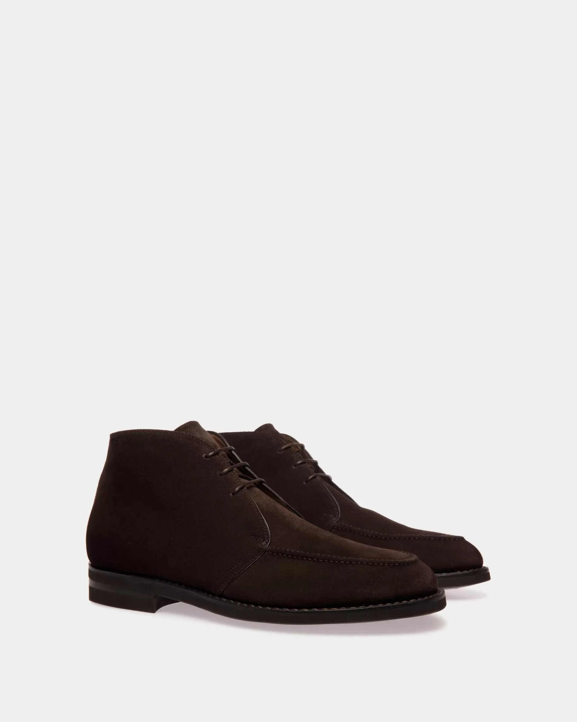 Bally Schoenen Bootie Aus Veloursleder In Ebenholzschwarz Braun Best