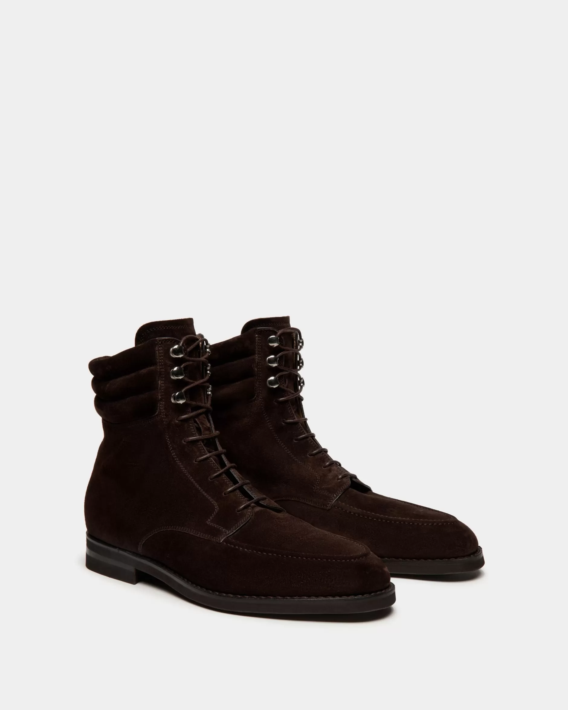 Bally Schoenen Stiefelette Aus Veloursleder In Ebenholz Braun Best