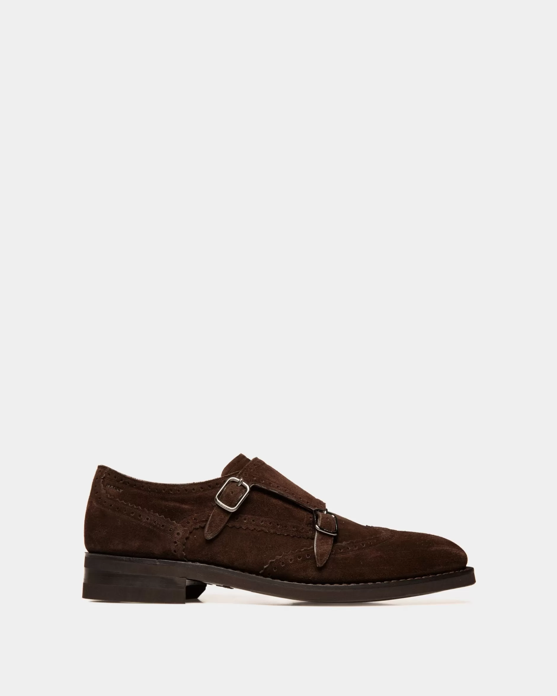 Bally Scribe Un Monkstrap-Schuh Aus Veloursleder In Ebenholz Braun Shop