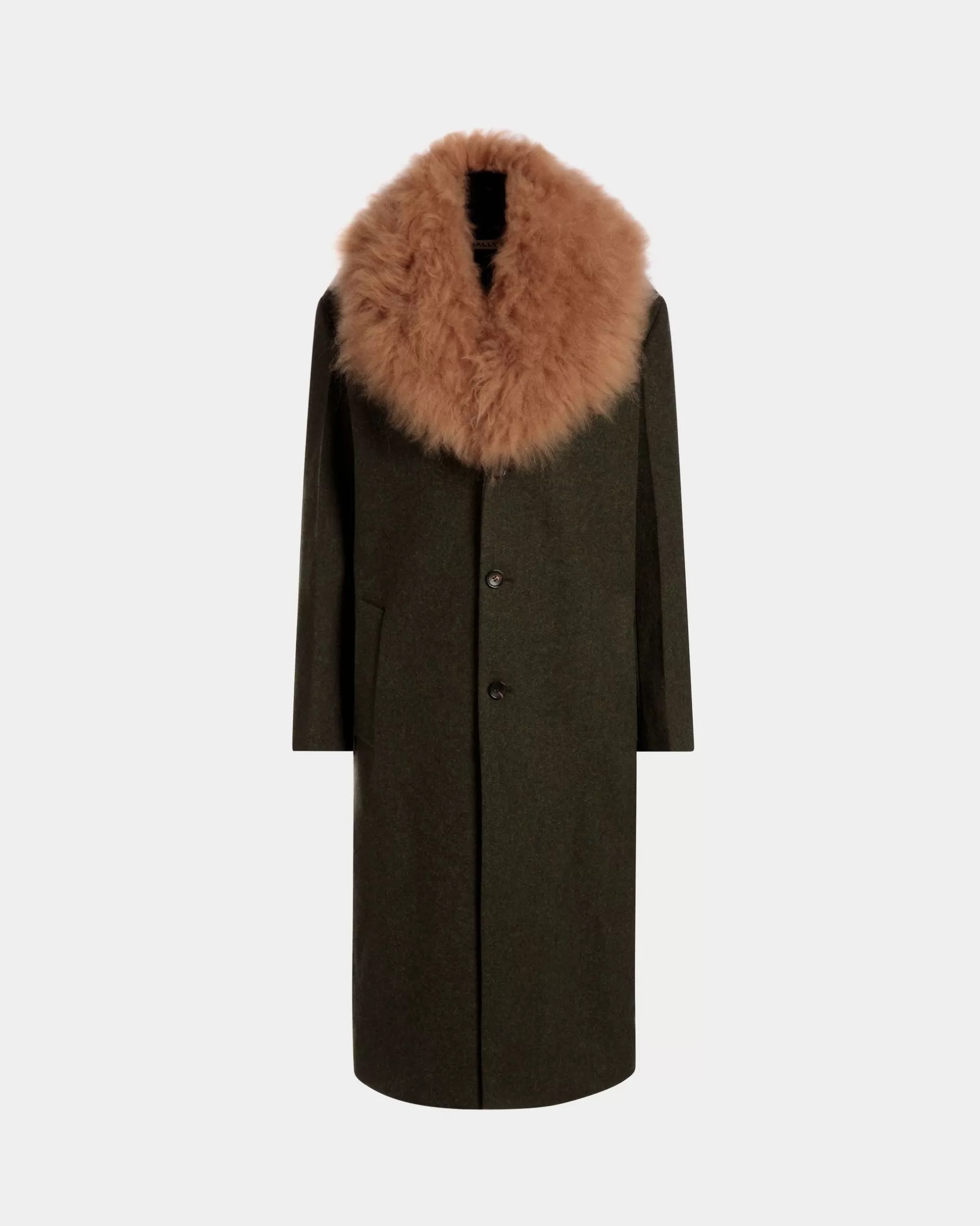 Bally Single-Breasted Coat In Dark Green Wool Grün Best Sale