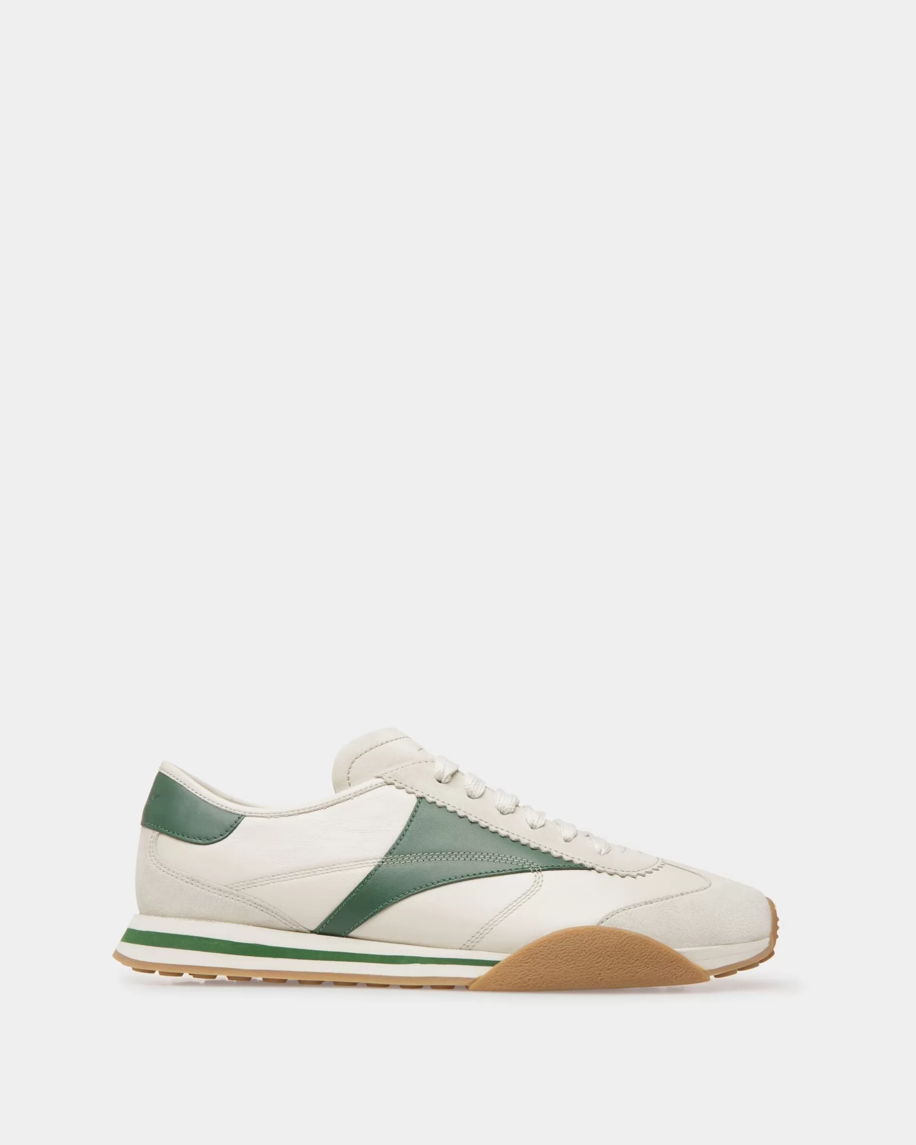 Bally Sussex Sneaker Aus Leder In Staubweiß Und Kelly Green Weiss Shop