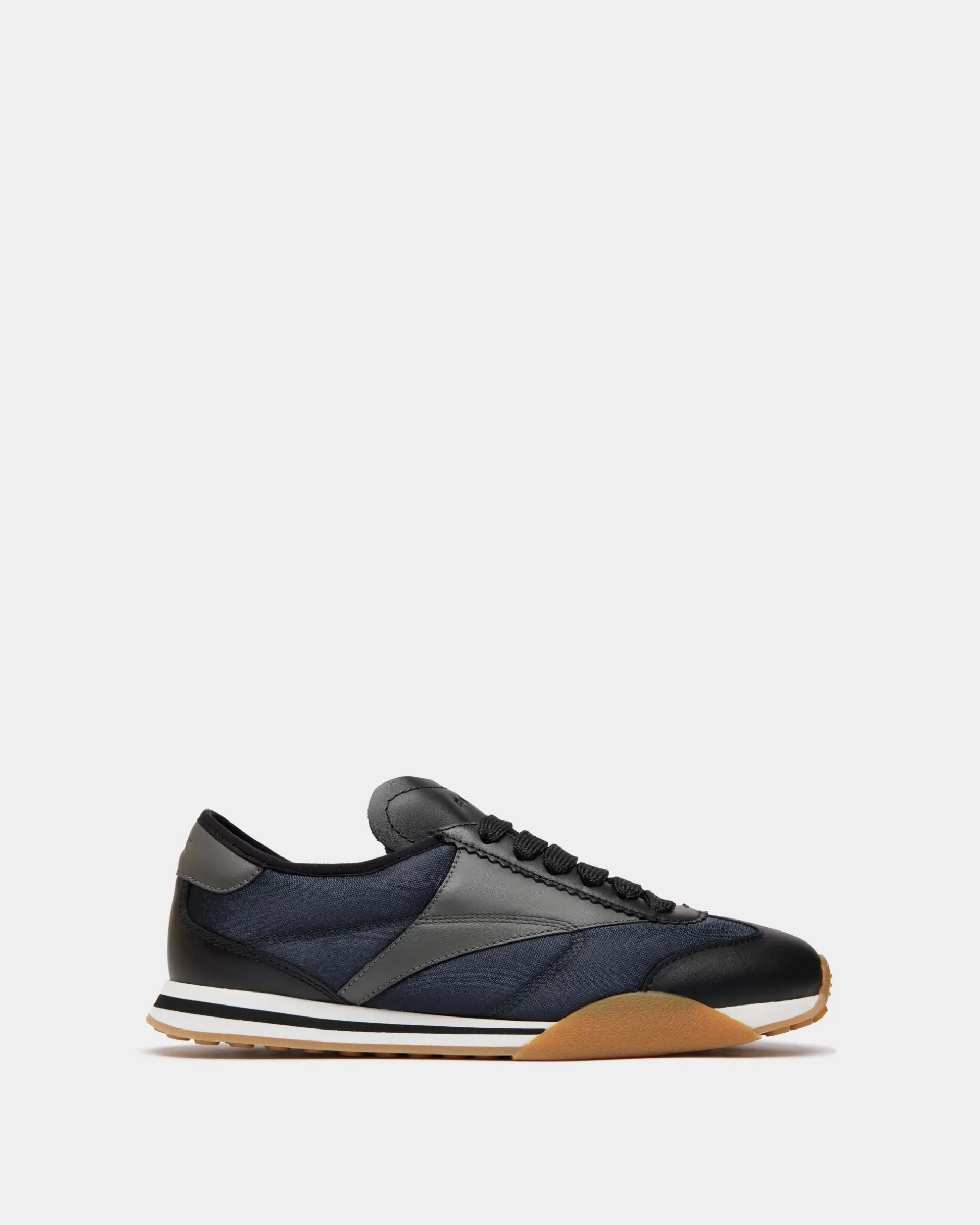 Bally Sussex-Sneaker aus schwarzem und Navy Blue Leder und Stoff Mehrfarbig Clearance