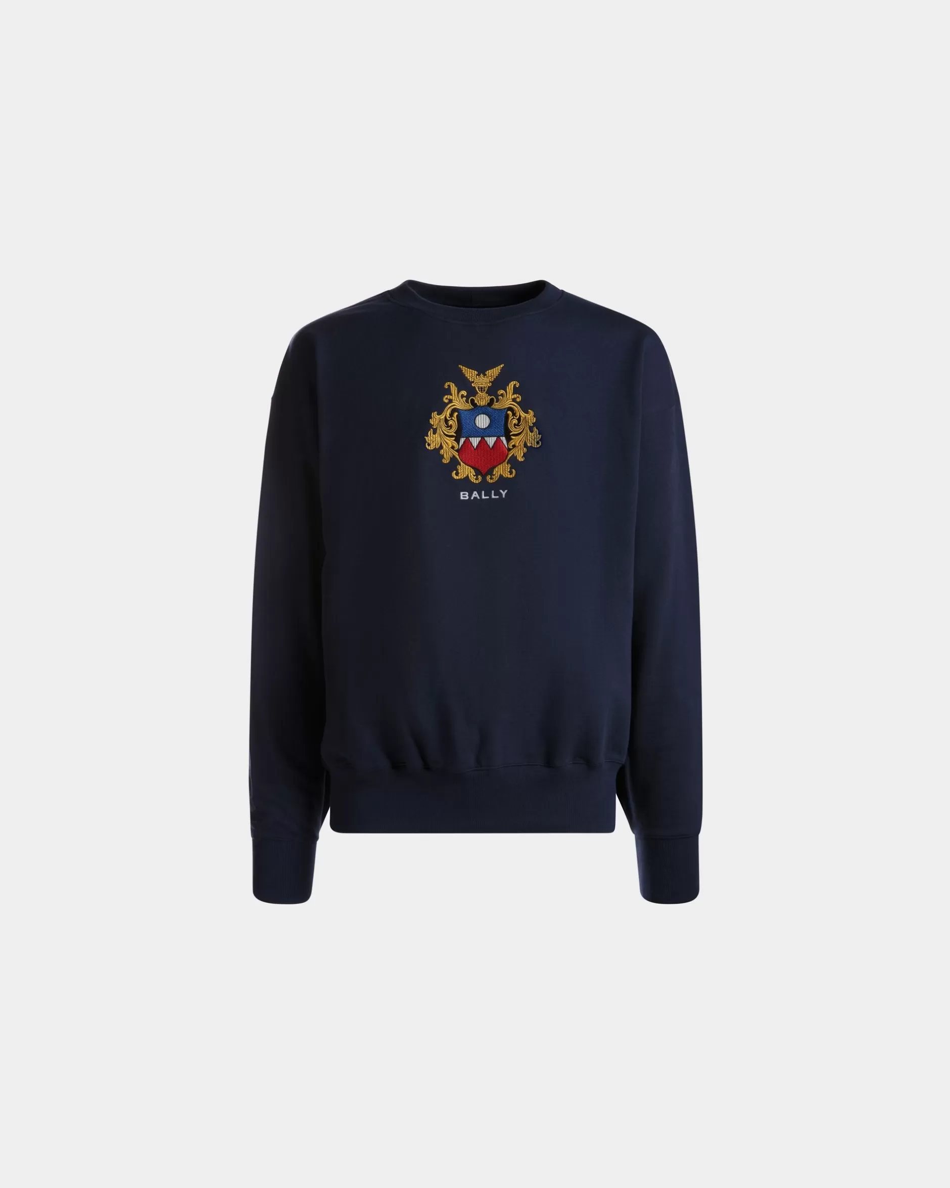 Bally Sweatshirt Aus Baumwolle In Navy Blue Blau Cheap