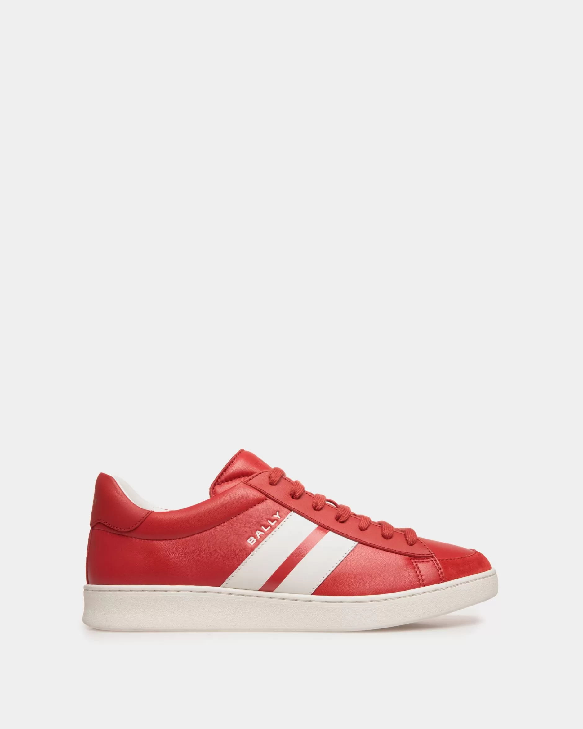 Bally Tennis Sneaker Aus Leder In Candy Red Und Weiß Rot Sale