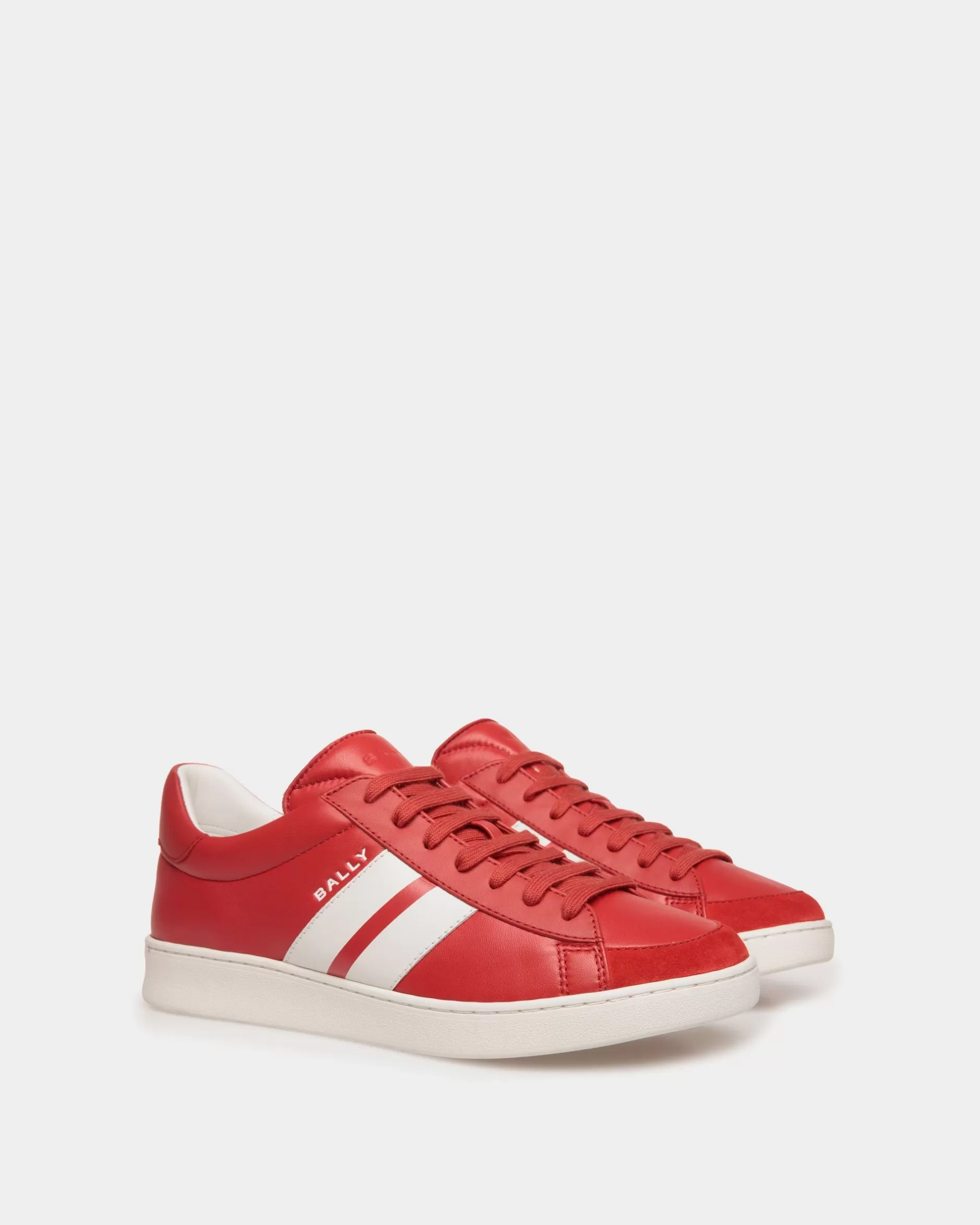 Bally Tennis Sneaker Aus Leder In Candy Red Und Weiß Rot Sale