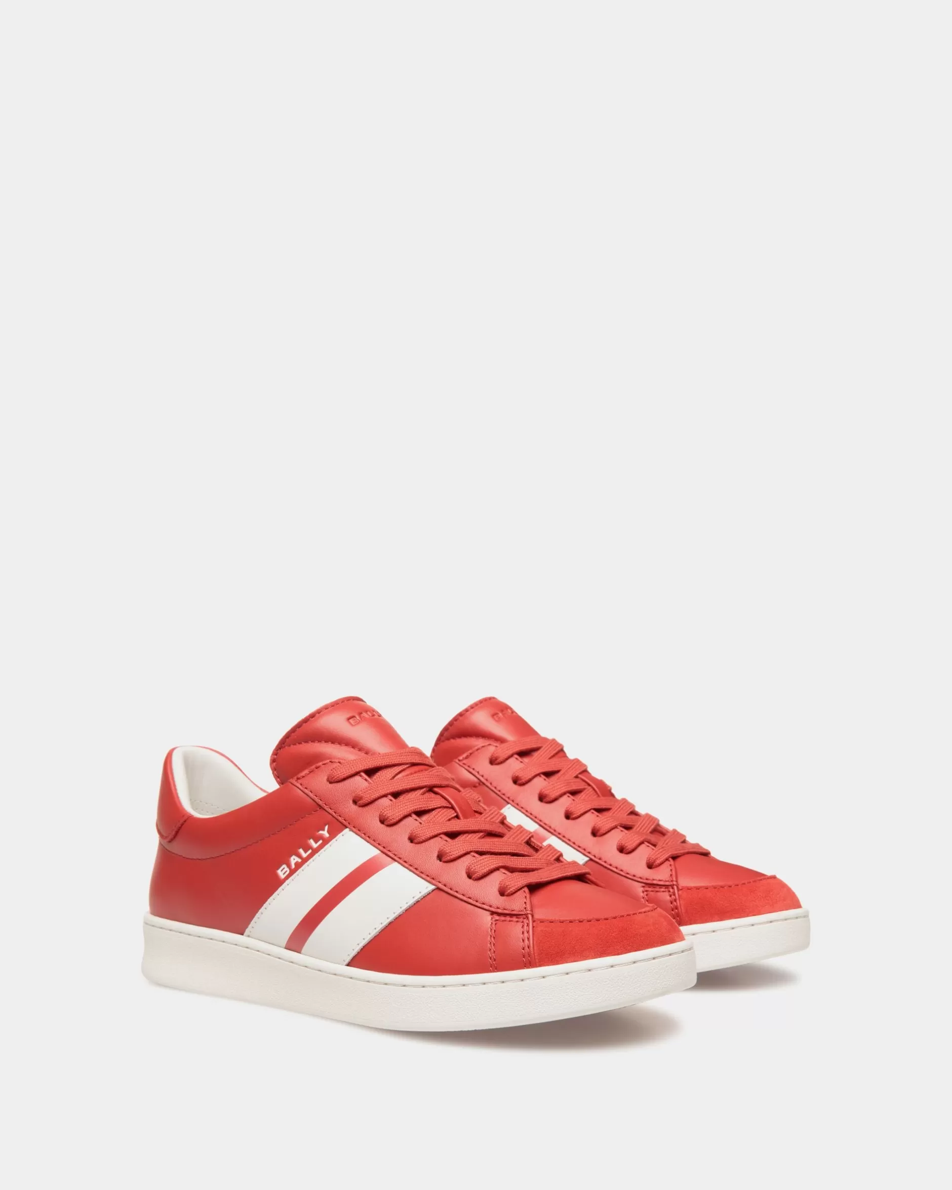 Bally Tennis Sneaker Aus Leder In Candy Red Und Weiß Rot Fashion