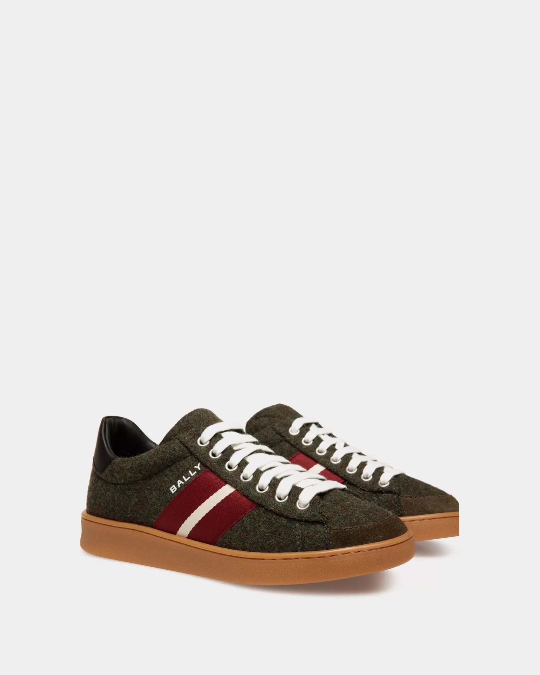 Bally Tennis-Sneaker Aus Wollstoff In Sage Green Und Rot Grün Cheap