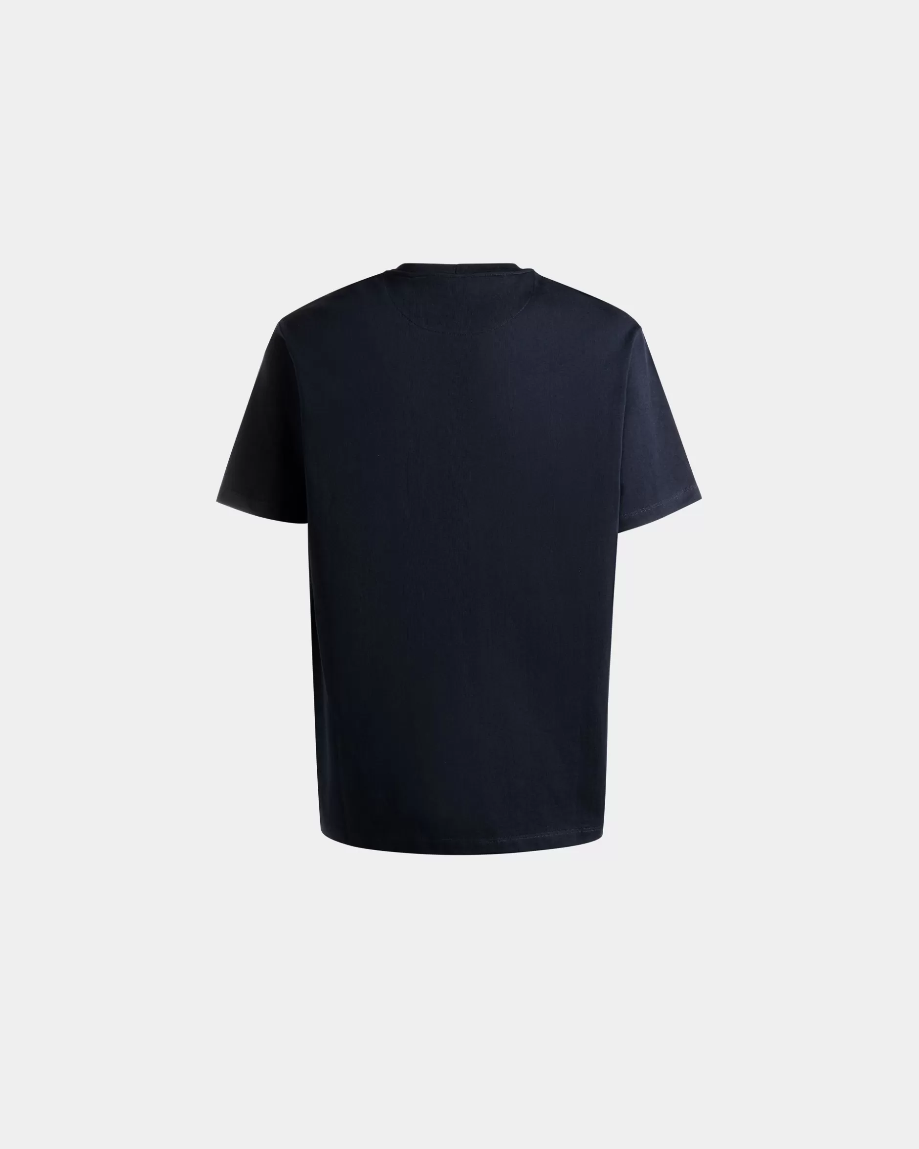 Bally T-Shirt Aus Baumwolle In Navy Blue Mit Crest Logo Blau Discount