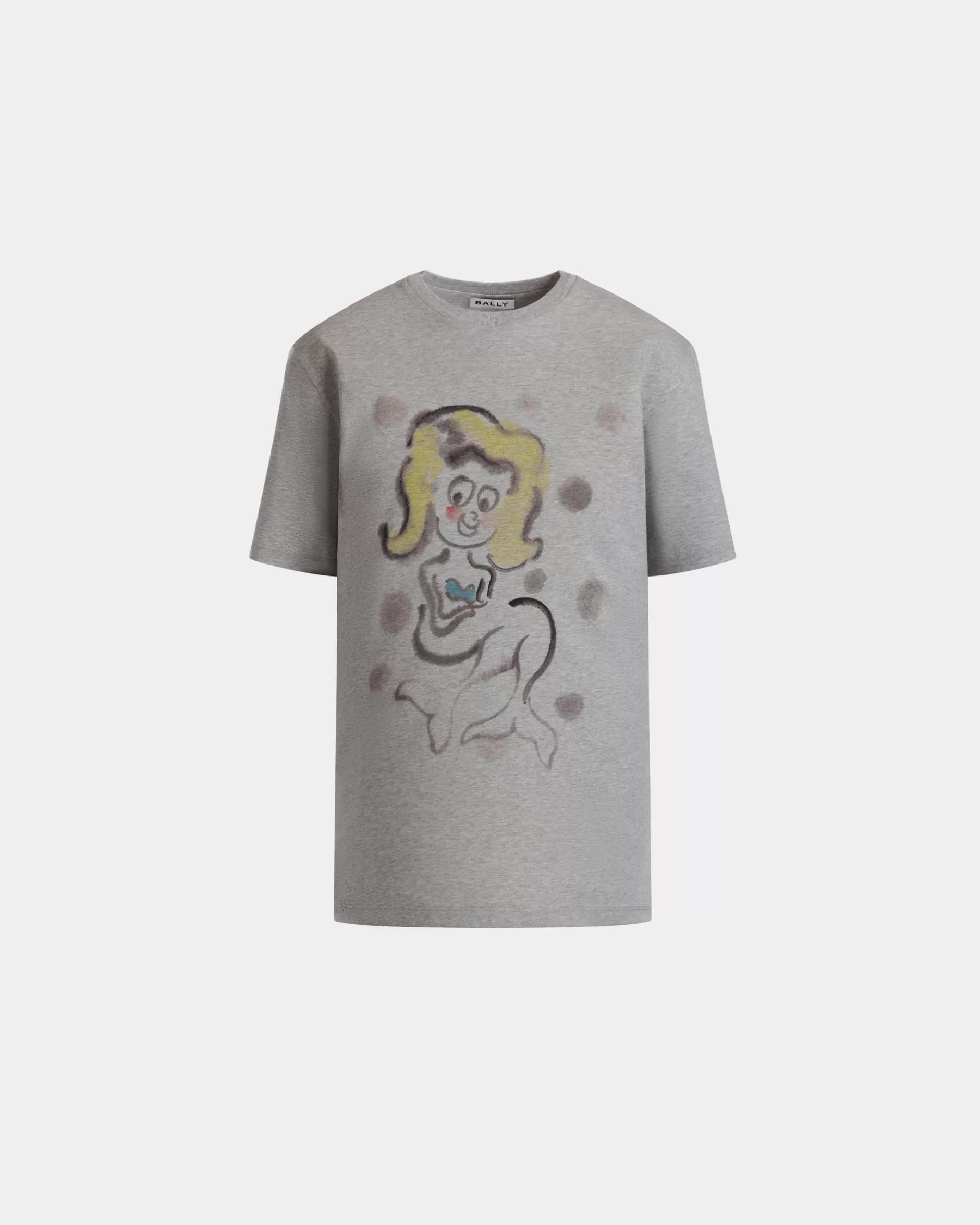 Bally T-Shirt Mit Mermaid-Print Aus melierter Baumwolle Grau Best