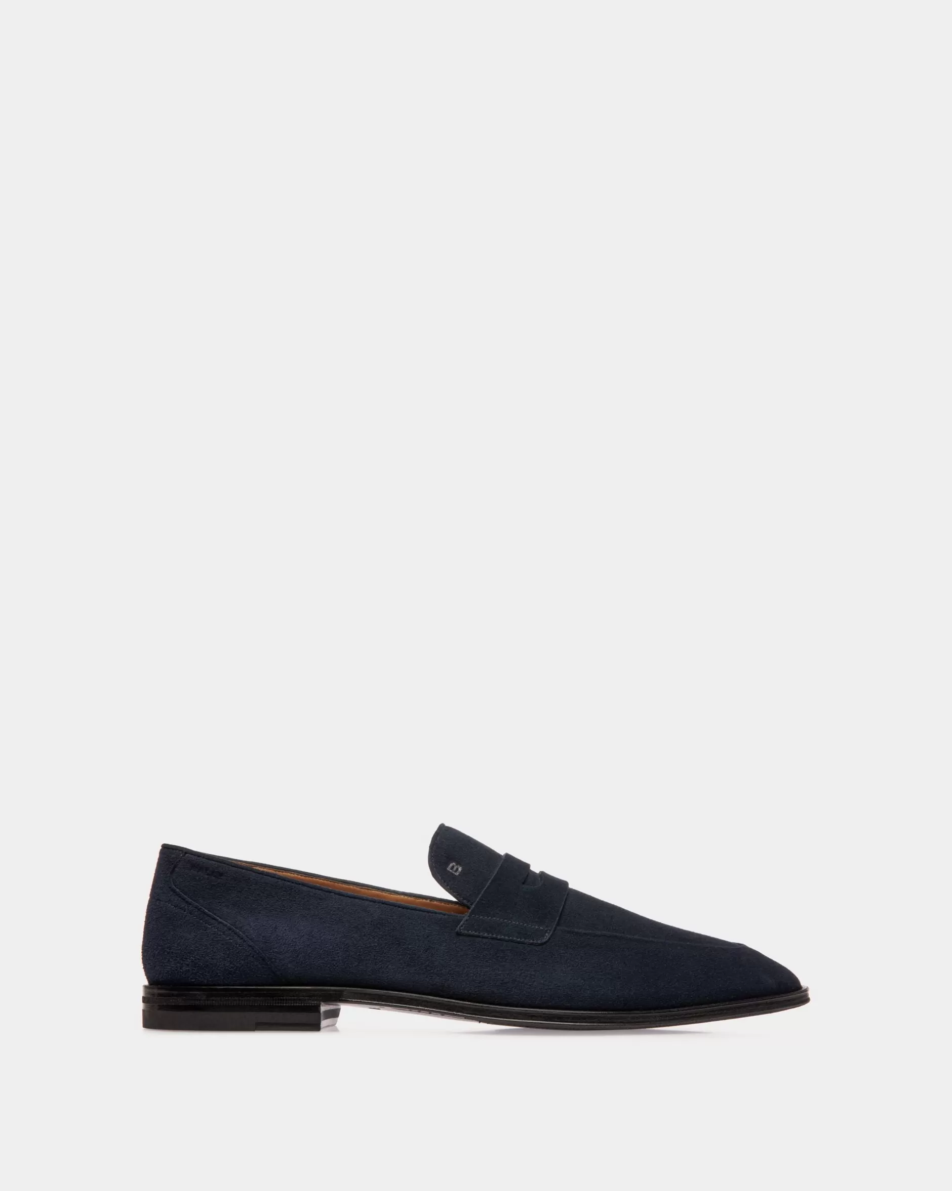 Bally Westminster Loafer Aus Veloursleder In Navy Blue Blau Online