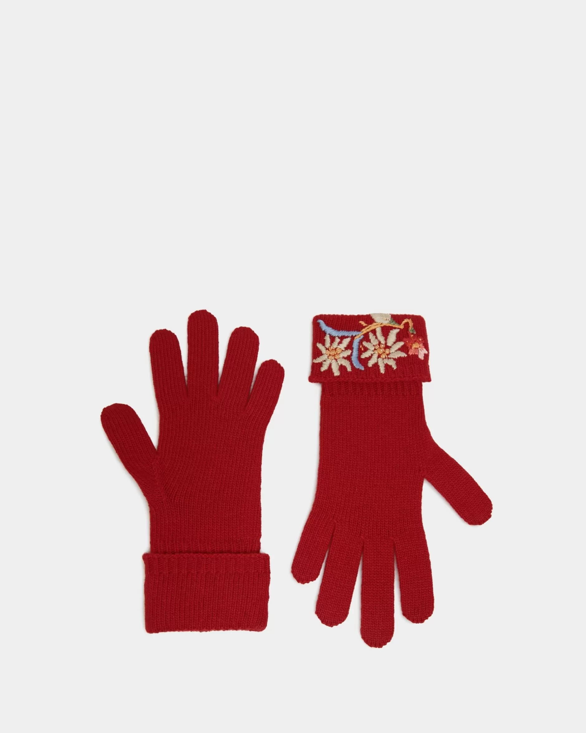 Bally Winter Capsule Handschuhe Mit Alpenblumen Aus Wolle In Rot Online