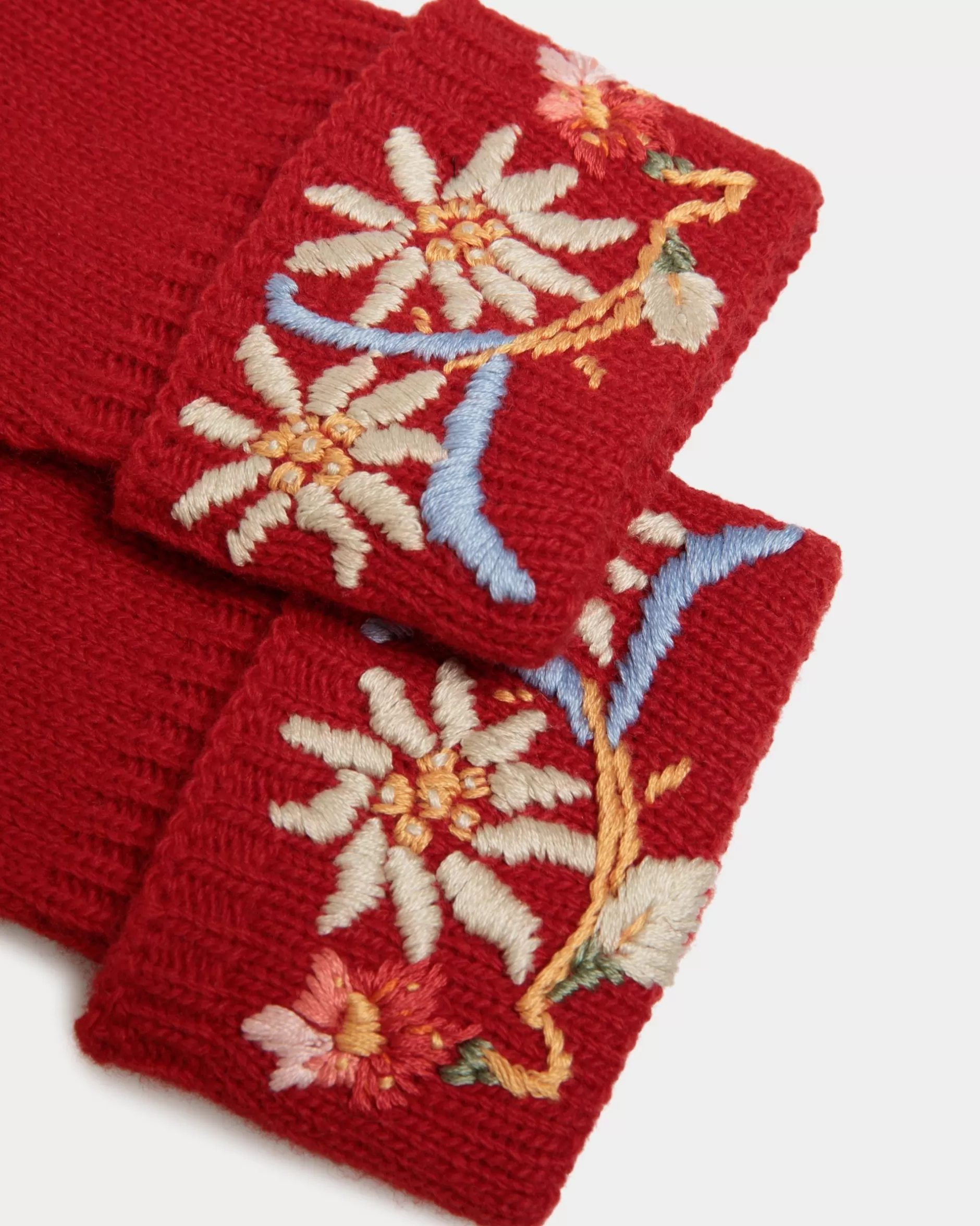 Bally Winter Capsule Handschuhe Mit Alpenblumen Aus Wolle In Rot Online