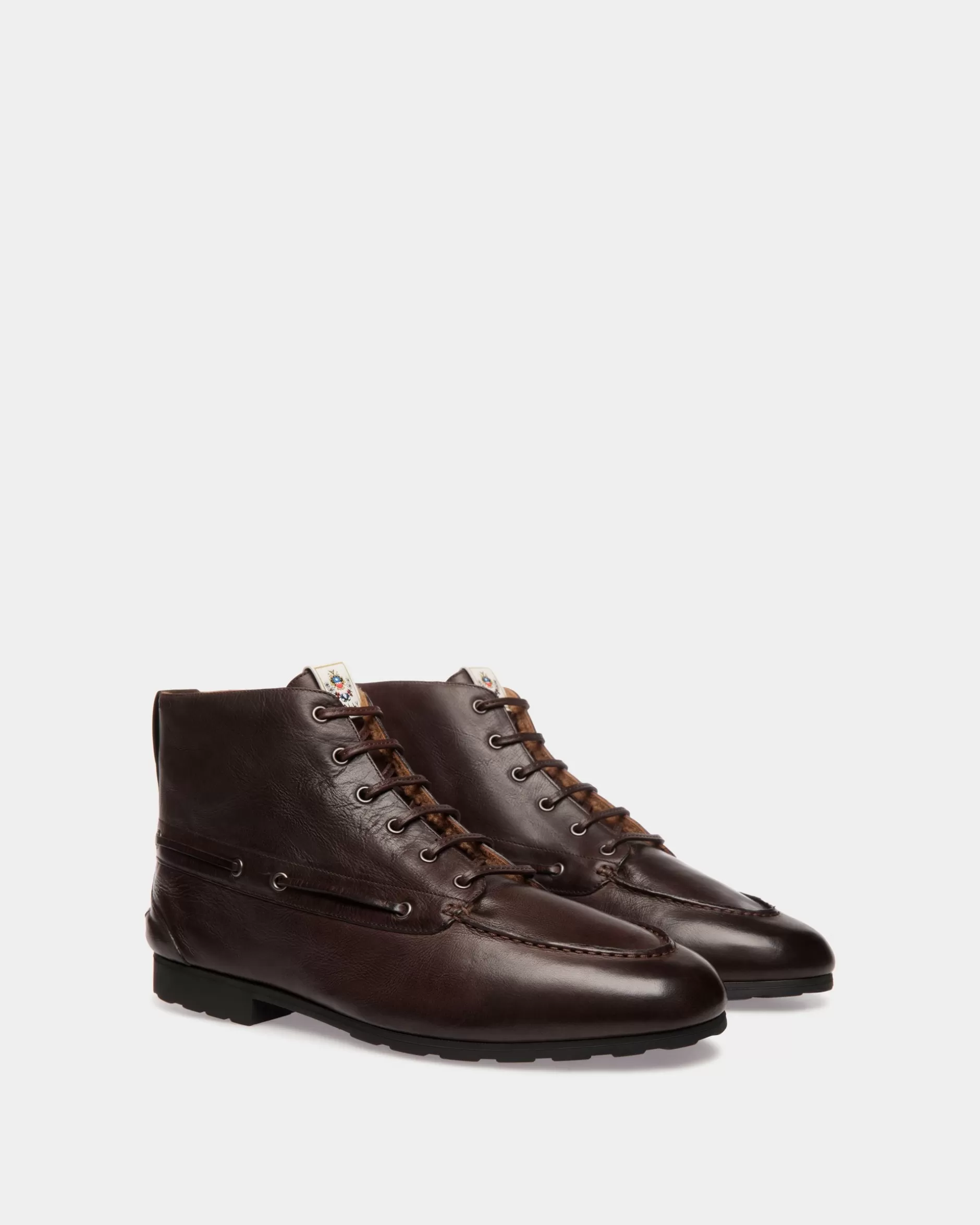 Bally Winter Capsule Stiefeletten Aus Leder In Ebenholzschwarz Braun Shop