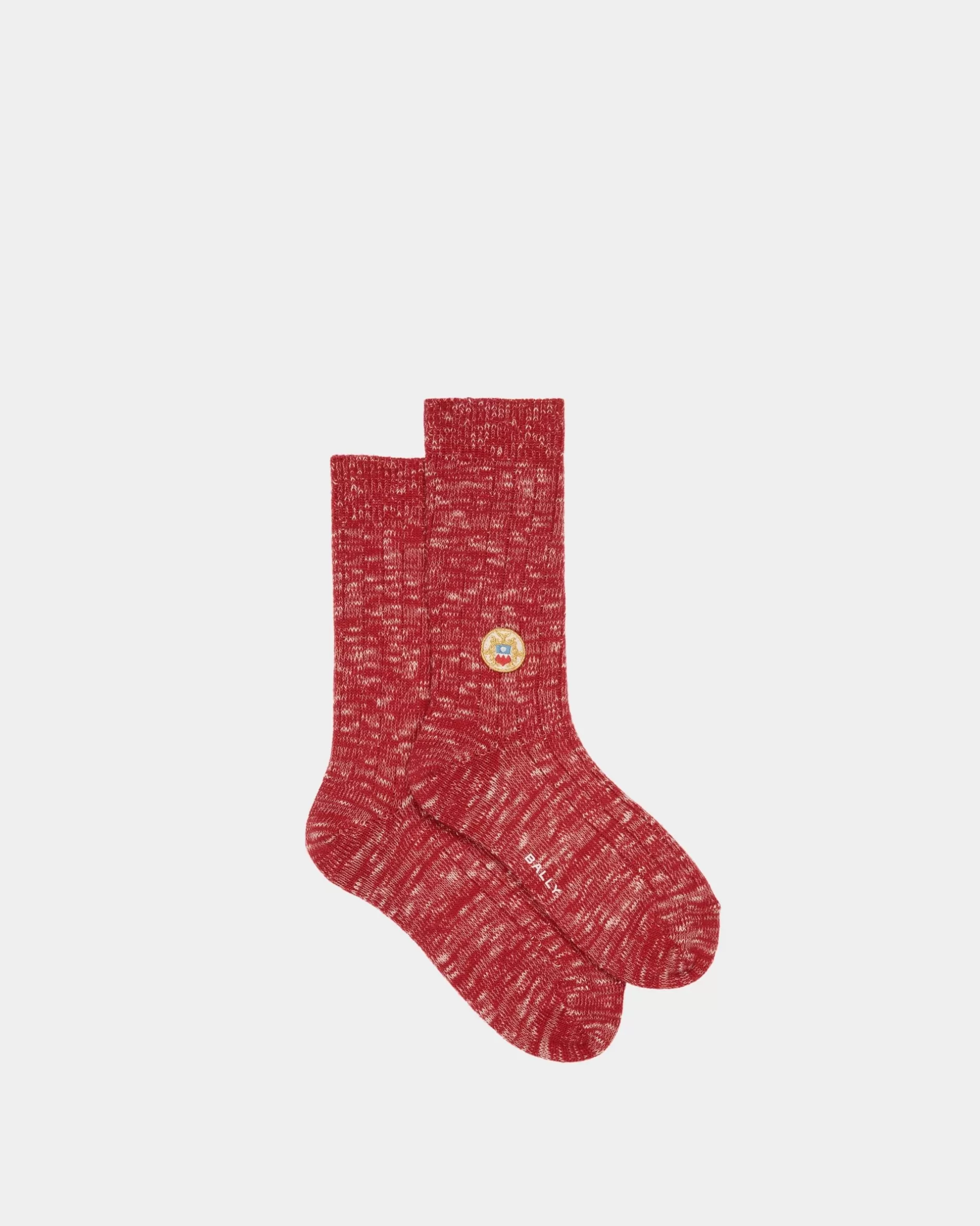 Bally Wollsocken In Candy Red Mit -Wappen-Logo Rot Fashion