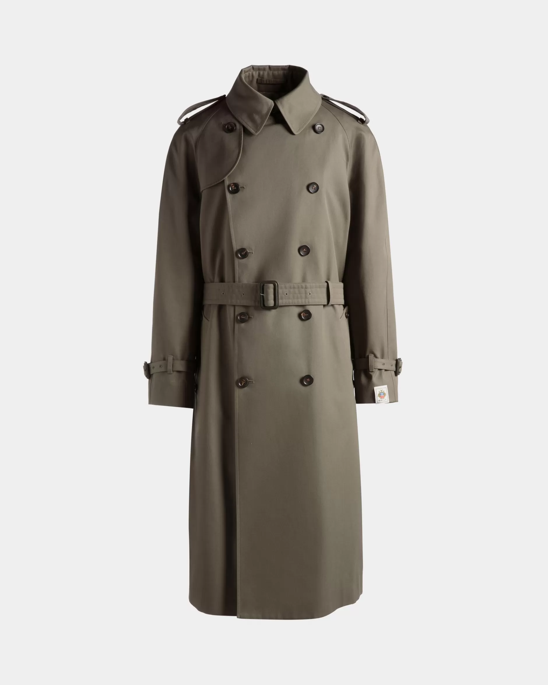 Bally Zweireihiger Gabardine-Trenchcoat Aus Baumwollmix In Military Green Grün Hot